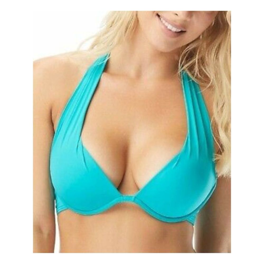 CONTOUR Women's Aqua Stretch Push-Up Tie Cameo Halter Swimsuit Top 12 36C